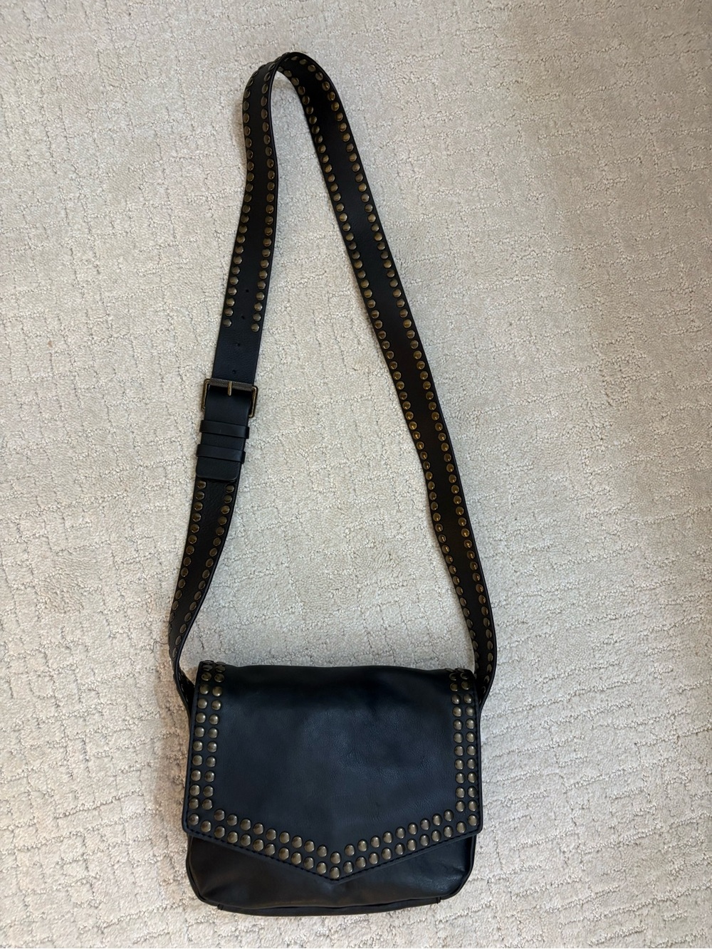Treasure & Bond Black Crossbody Bag with Gold-Tone Studs